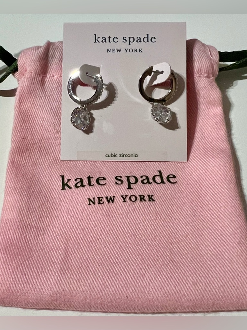 Kate Spade Silver Hoop Earrings with Crystals